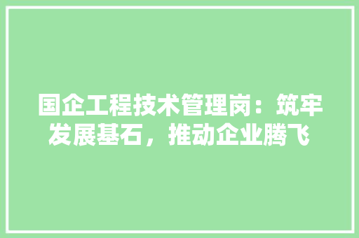 国企工程技术管理岗：筑牢发展基石，推动企业腾飞 现代风格装饰