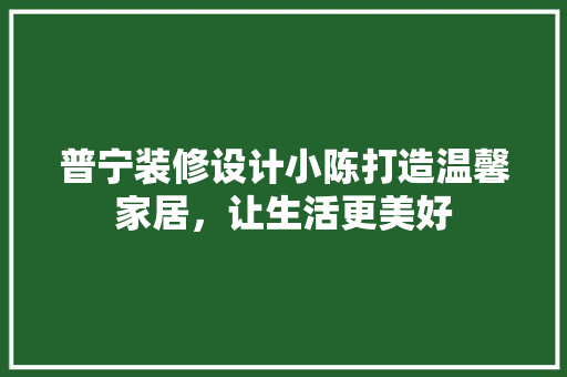 普宁装修设计小陈打造温馨家居，让生活更美好