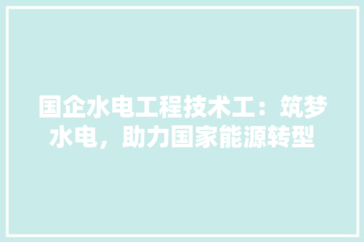 国企水电工程技术工：筑梦水电，助力国家能源转型 现代风格装饰