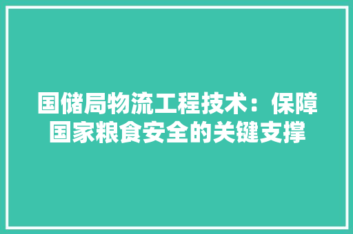 国储局物流工程技术：保障国家粮食安全的关键支撑 现代风格装饰