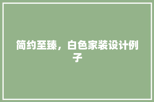 简约至臻，白色家装设计例子