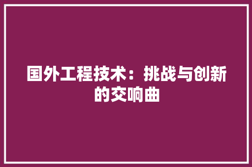 国外工程技术：挑战与创新的交响曲 现代风格装饰
