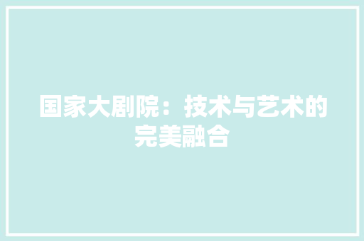 国家大剧院：技术与艺术的完美融合 现代风格装饰