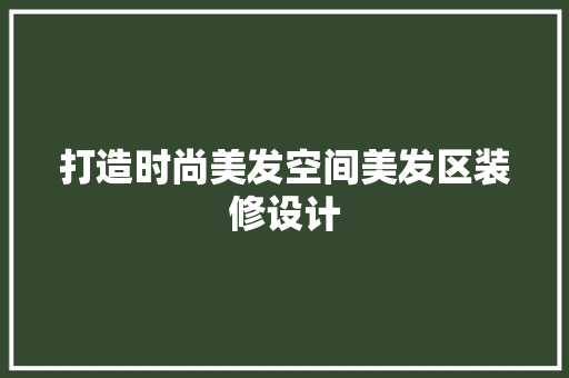 打造时尚美发空间美发区装修设计