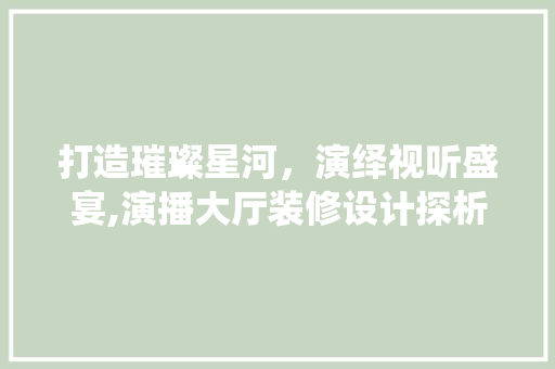 打造璀璨星河，演绎视听盛宴,演播大厅装修设计探析