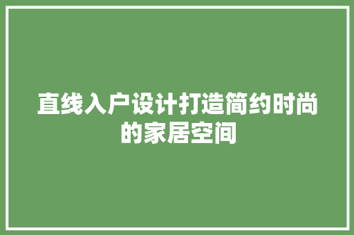 直线入户设计打造简约时尚的家居空间