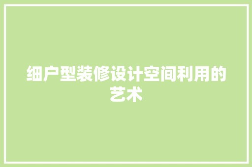 细户型装修设计空间利用的艺术