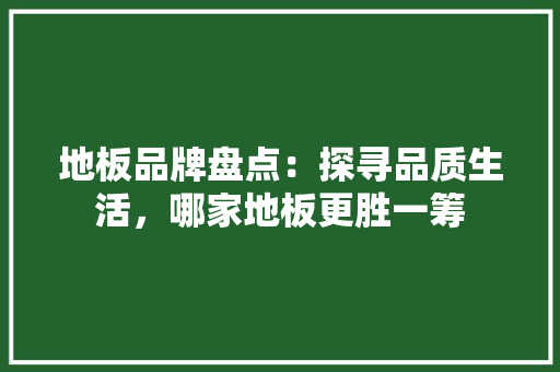 地板品牌盘点：探寻品质生活，哪家地板更胜一筹 现代风格装饰