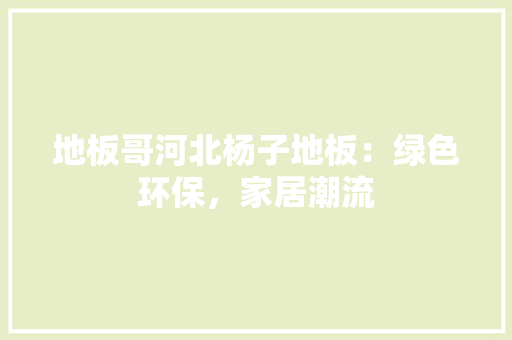 地板哥河北杨子地板：绿色环保，家居潮流 现代风格装饰