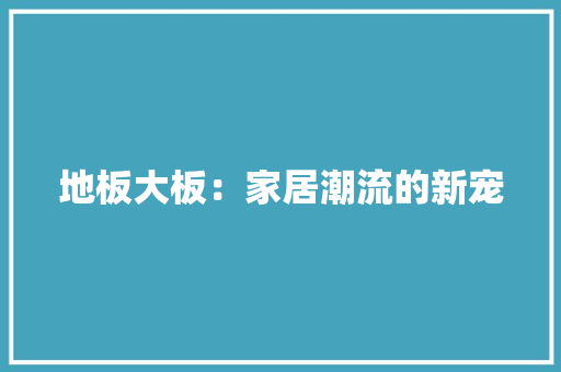 地板大板：家居潮流的新宠 现代风格装饰