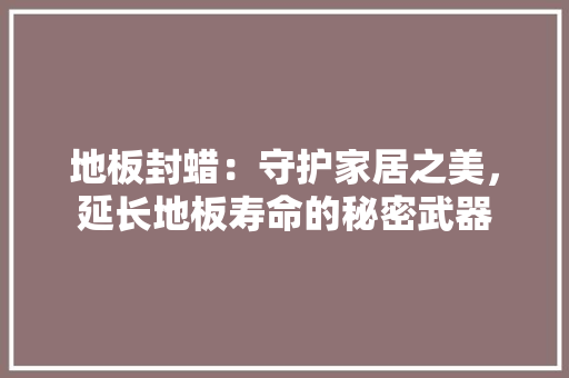 地板封蜡：守护家居之美，延长地板寿命的秘密武器 现代风格装饰