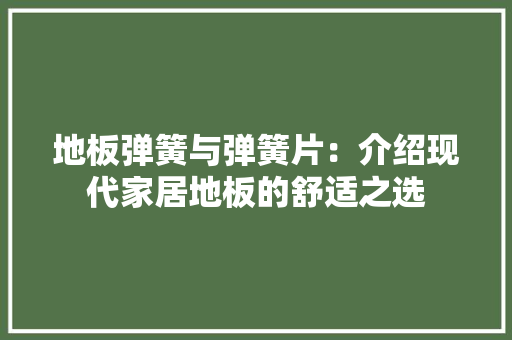 地板弹簧与弹簧片：介绍现代家居地板的舒适之选 现代风格装饰