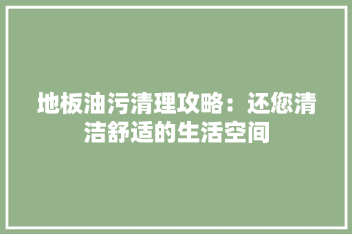 地板油污清理攻略：还您清洁舒适的生活空间 现代风格装饰