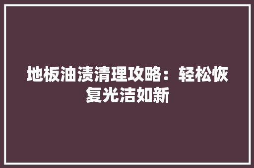 地板油渍清理攻略：轻松恢复光洁如新 现代风格装饰