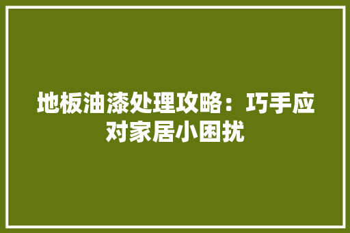 地板油漆处理攻略：巧手应对家居小困扰 现代风格装饰