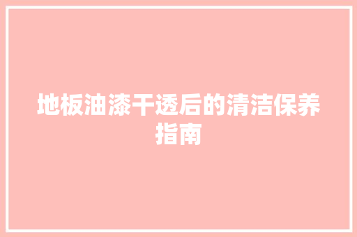 地板油漆干透后的清洁保养指南 现代风格装饰