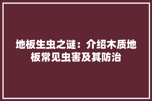 地板生虫之谜：介绍木质地板常见虫害及其防治 现代风格装饰