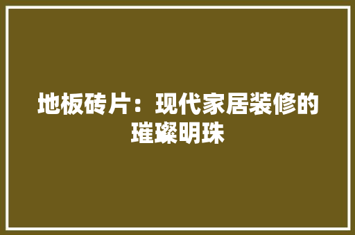 地板砖片：现代家居装修的璀璨明珠