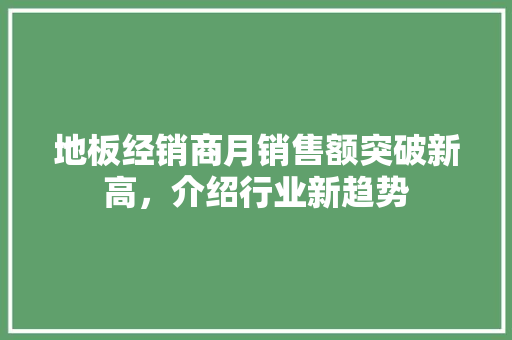 地板经销商月销售额突破新高，介绍行业新趋势 现代风格装饰