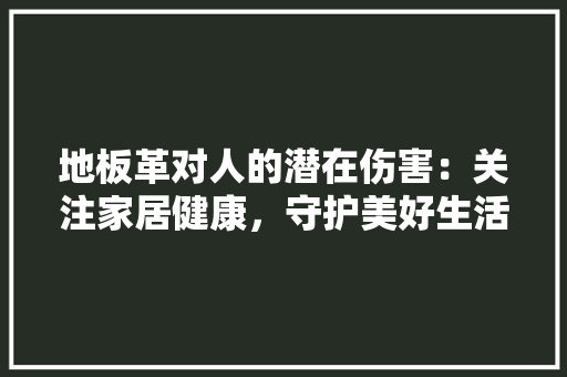 地板革对人的潜在伤害：关注家居健康，守护美好生活 现代风格装饰