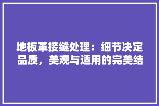 地板革接缝处理：细节决定品质，美观与适用的完美结合 现代风格装饰