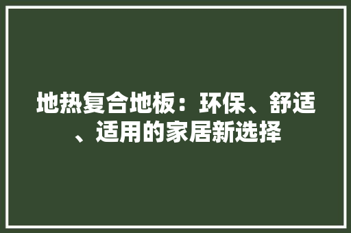 地热复合地板：环保、舒适、适用的家居新选择 现代风格装饰