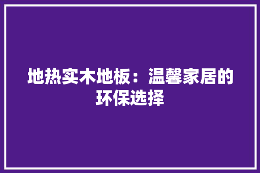 地热实木地板：温馨家居的环保选择 现代风格装饰