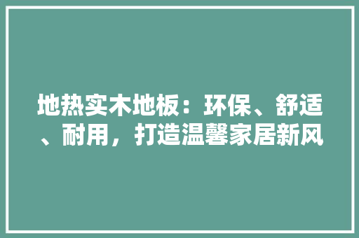 地热实木地板：环保、舒适、耐用，打造温馨家居新风尚 现代风格装饰