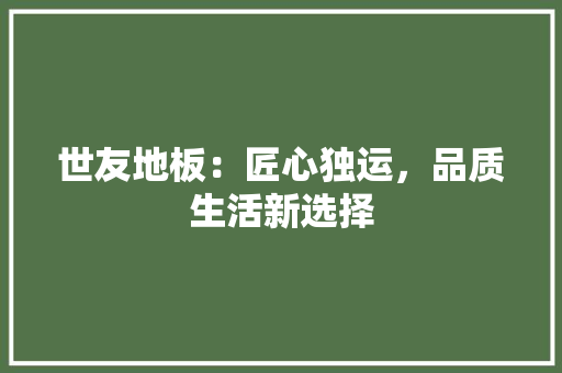 世友地板：匠心独运，品质生活新选择 家居装修