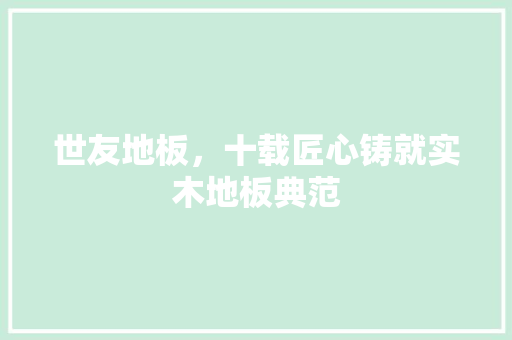 世友地板，十载匠心铸就实木地板典范 家居装修