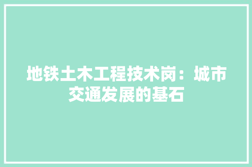 地铁土木工程技术岗：城市交通发展的基石 现代风格装饰