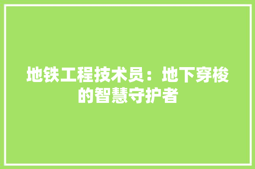 地铁工程技术员：地下穿梭的智慧守护者 现代风格装饰