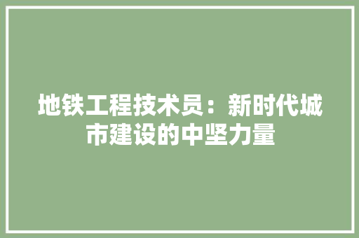 地铁工程技术员：新时代城市建设的中坚力量 现代风格装饰