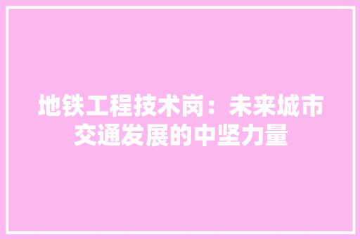 地铁工程技术岗：未来城市交通发展的中坚力量 现代风格装饰