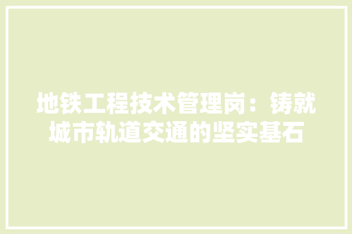 地铁工程技术管理岗：铸就城市轨道交通的坚实基石 现代风格装饰