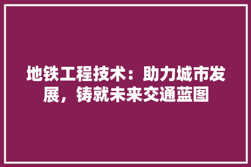 地铁工程技术：助力城市发展，铸就未来交通蓝图 现代风格装饰