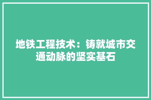 地铁工程技术：铸就城市交通动脉的坚实基石 现代风格装饰