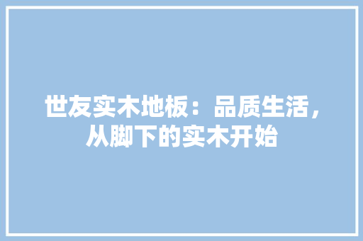 世友实木地板：品质生活，从脚下的实木开始 家居装修