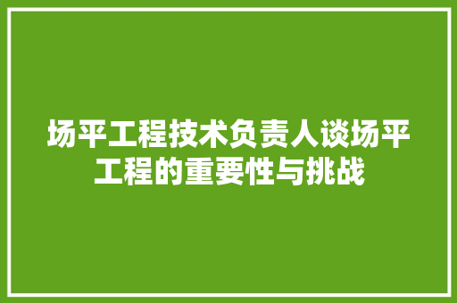 场平工程技术负责人谈场平工程的重要性与挑战 现代风格装饰
