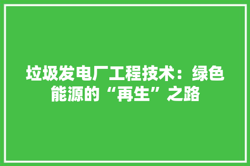 垃圾发电厂工程技术：绿色能源的“再生”之路 现代风格装饰