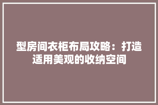 型房间衣柜布局攻略：打造适用美观的收纳空间 现代风格装饰