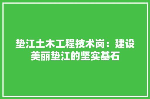 垫江土木工程技术岗：建设美丽垫江的坚实基石 现代风格装饰