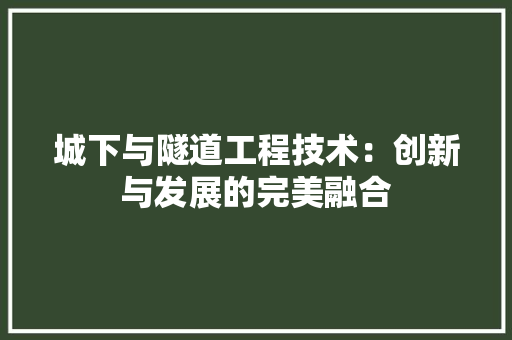 城下与隧道工程技术：创新与发展的完美融合 现代风格装饰
