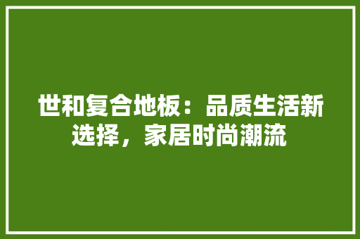 世和复合地板：品质生活新选择，家居时尚潮流 家居装修