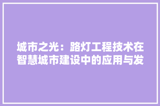 城市之光：路灯工程技术在智慧城市建设中的应用与发展 现代风格装饰