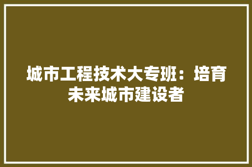 城市工程技术大专班：培育未来城市建设者 现代风格装饰