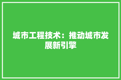 城市工程技术：推动城市发展新引擎 现代风格装饰