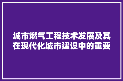 城市燃气工程技术发展及其在现代化城市建设中的重要作用 现代风格装饰