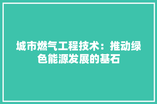 城市燃气工程技术：推动绿色能源发展的基石 现代风格装饰