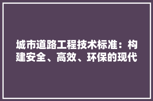 城市道路工程技术标准：构建安全、高效、环保的现代化交通网络 现代风格装饰